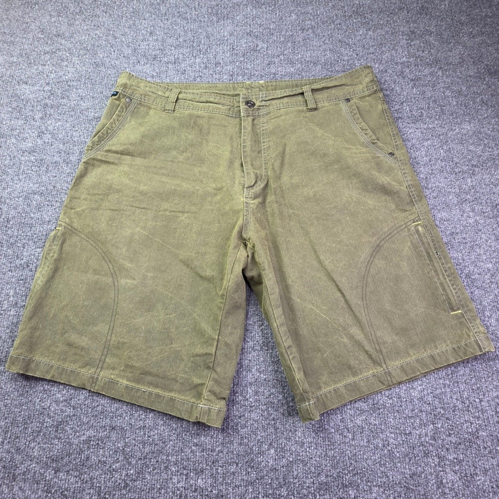 KUHL Shorts Mens 38 Green Vintage Patina Dye Cotton Nylon Cargo Hiking 16S
